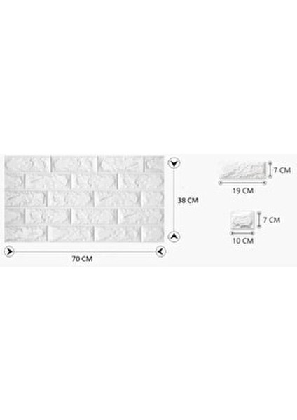 Kendinden Yapışkanlı 3D Duvar Kağıdı 70x38 cm Tuğla Deseni ile Kolay Uygulama
