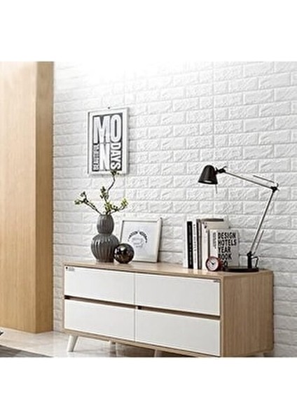Kendinden Yapışkanlı 3D Duvar Kağıdı 70x38 cm Tuğla Deseni ile Kolay Uygulama
