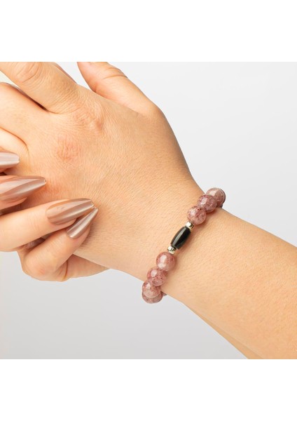 Çilek Kuvars Doğal Taş Bileklik (10 Mm) – Içşel Ruh modelleri