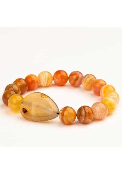 Karnelyan Akik Doğal Taş Bileklik (10 Mm) – Cevher Gücü