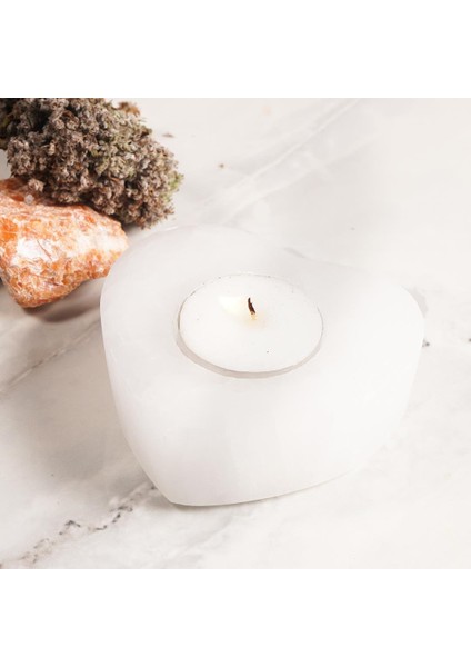 Selenit Doğal Kalp Mumluk