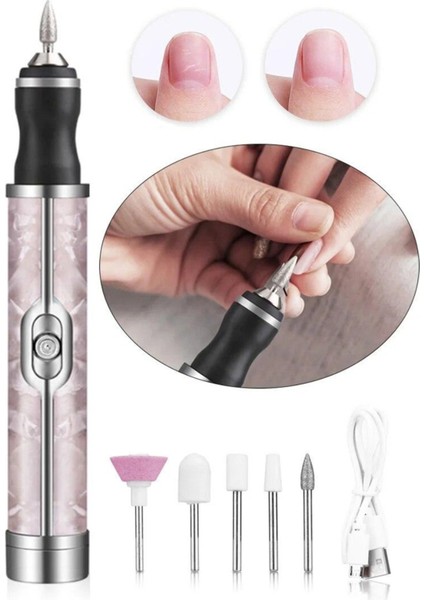 6 Parça Şarjlı Tırnak Törpü ve Frezesi Seti, Profesyonel Manikür ve Pedikür Aleti