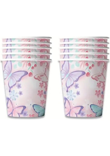 Pembe Kelebek Desenli 8'li Tabak Bardak Set indirimleri