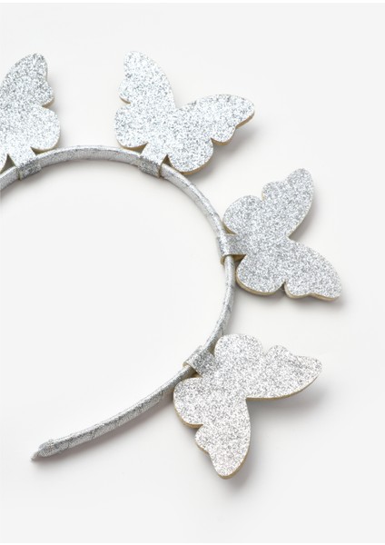 Gümüş 5'li Kelebek Figürlü Kız Çocuk Taç fırsatları