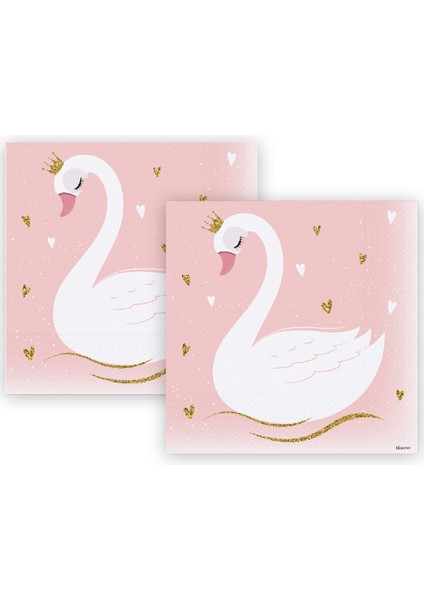 Pembe Kuğu Temalı 16'lı Peçete modelleri