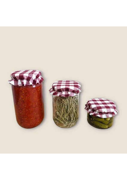 10 Adet Konserve Kapağı Kılıfı Lastikli Duck Kumaş