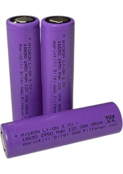 18650 3.7V (Volt) 2450 Mah 12C Lityum Şarj Edilebilir 1 Adet Pil(Batarya) Pil Kutusu Hediyeli indirimleri