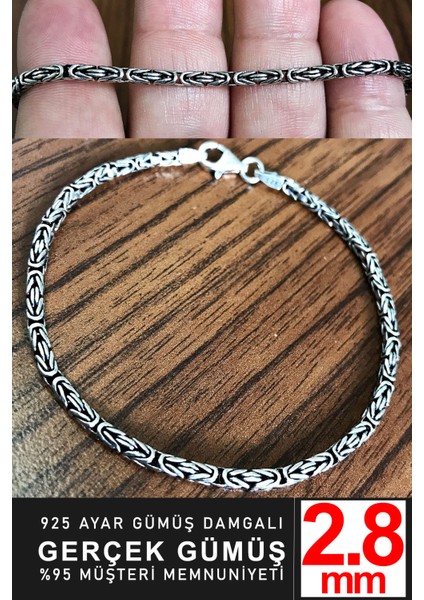 925 Ayar Gümüş Erkek Yuvarlak Kral Zincir Bileklik Künye Erkeğe Hediye MSB14