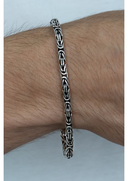 925 Ayar Gümüş Erkek Yuvarlak Kral Zincir Bileklik Künye Erkeğe Hediye MSB14 fiyatları