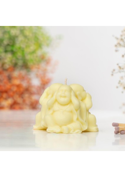 Üç Maymun Buddha Temalı Vegan Soya Mumu