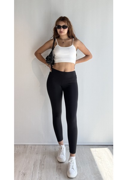 Kadın Yüksek Bel Siyah Basic Slim Fit Tayt fiyatları