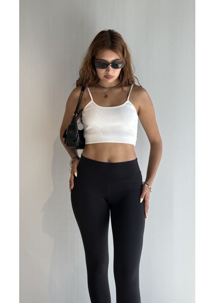 Kadın Yüksek Bel Siyah Basic Slim Fit Tayt modelleri