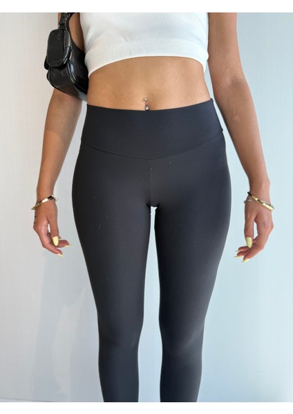 Kadın Yüksek Bel Siyah Basic Slim Fit Tayt fırsatları
