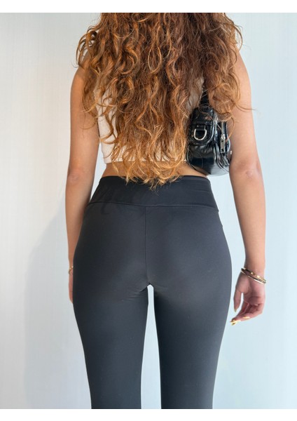 Kadın Yüksek Bel Siyah Basic Slim Fit Tayt indirimleri