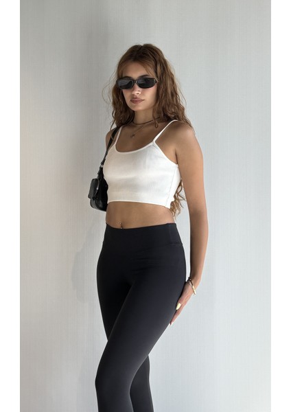 Kadın Yüksek Bel Siyah Basic Slim Fit Tayt