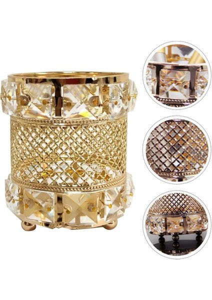 Altın Renkli Dekoratif Makyaj ve Kalemlik Organizer, Şık ve Kullanışlı Tasarım fiyatları