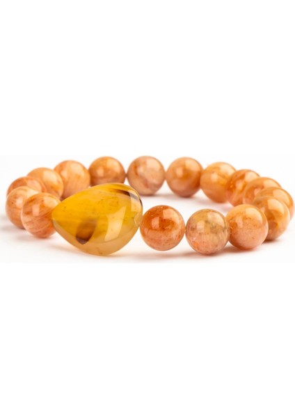 Güneş Taşı Doğal Taş Bileklik (10 Mm) – Altın Aura