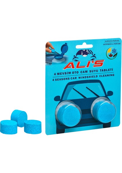 Alı's A005-1 Oto Cam Suyu Tableti, 4 Mevsim, 10 Gr, 2 Tablet