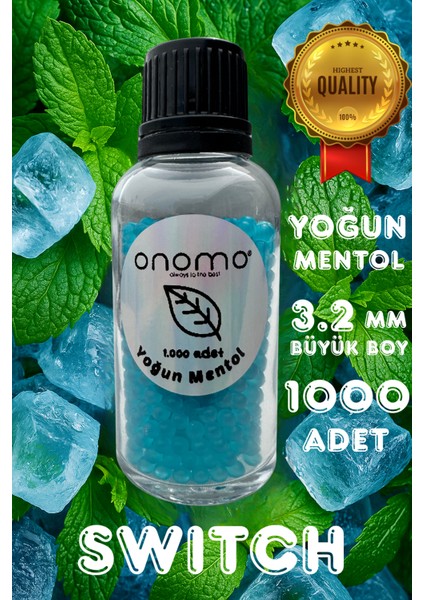 Premium Mentol Topu Switch Aroma Kapsülleri Yoğun Mentol Ice Mint 1.000 Adet