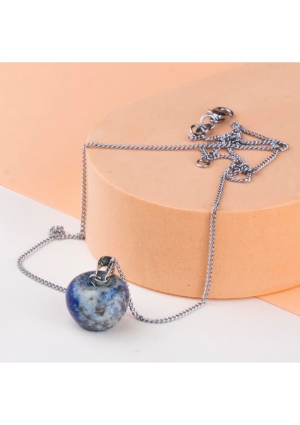 Lapis Lazuli Elma Temalı Doğal Taş Kolye fiyatları