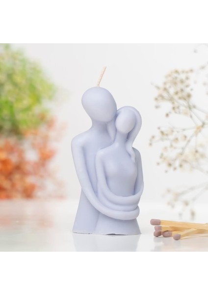 Sarılan Çift Temalı Vegan Soya Mum