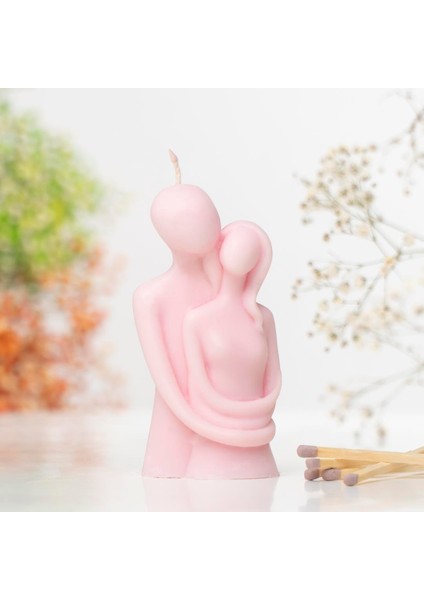 Sarılan Çift Temalı Vegan Soya Mum