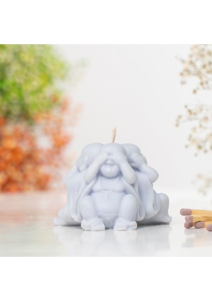 Üç Maymun Buddha Temalı Vegan Soya Mumu