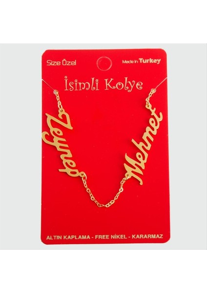 Wizard Kişiye Özel Çift Isim Yazılı Kolye-Sarı modelleri