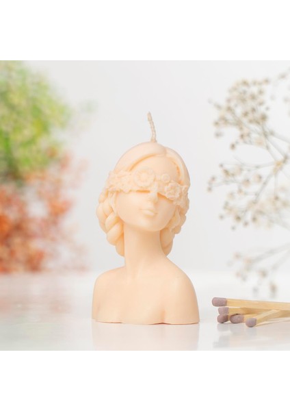 Gözü Çiçekli Kadın Temalı Vegan Soya Mumu