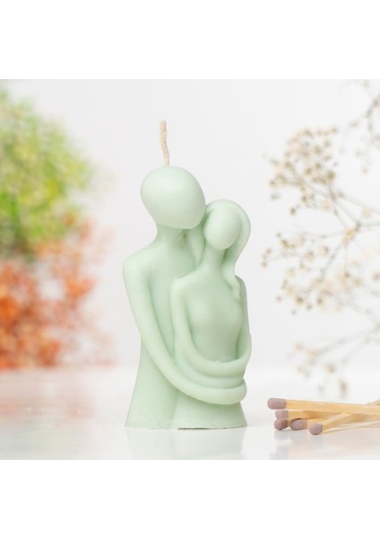 Sarılan Çift Temalı Vegan Soya Mum