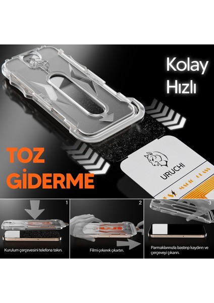 iPhone 15 Pro Max İle Uyumlu PREMIUM Hizalama Aparatlı ve Takılırken Camın Altında Kesinlikle Toz Bırakmayan Darbelere Karşı Ekstra Güçlü HD Ekran Koruyucu Cam fiyatları