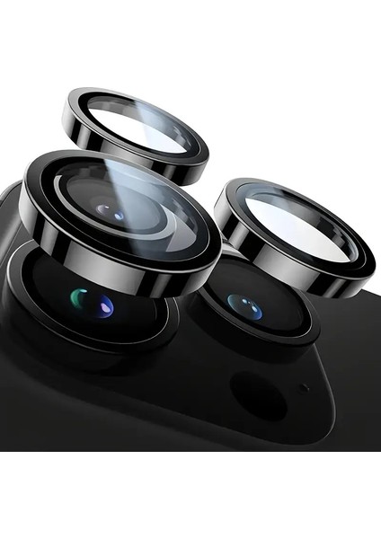Iphone 15 Pro Max Siyah Safir Kamera Koruyucu Lens 360 Tam Koruma Darbelere Karsı Ekstra Koruma