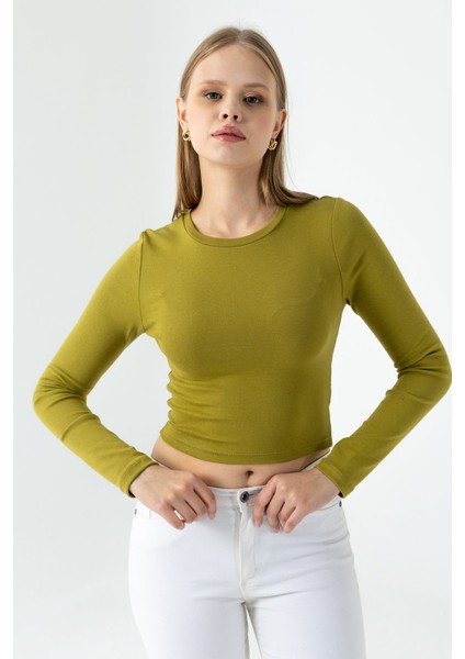 Kadın Bisiklet Yaka Pamuklu Basic Body Yeşil - MW0000832