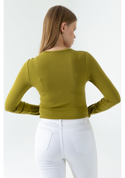 Kadın Bisiklet Yaka Pamuklu Basic Body Yeşil - MW0000832