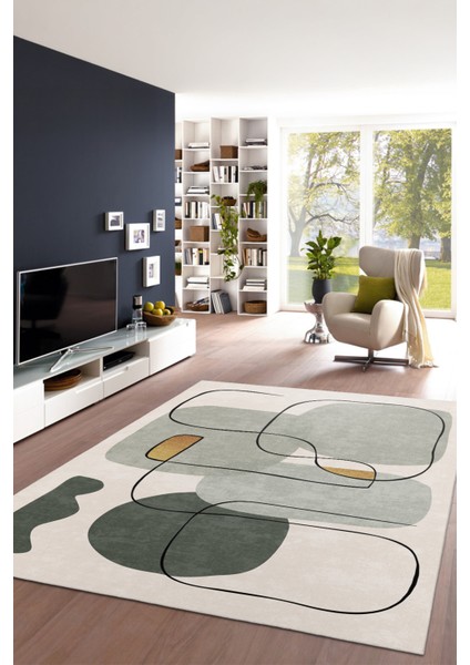 Geometrik Desenli Makinada Yıkanabilir Halı