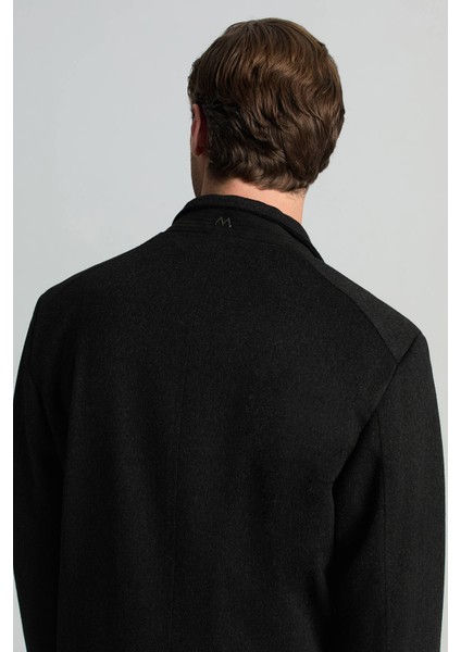 Italyan Saf Yün Fermuar Detaylı Antrasit Palto indirimleri