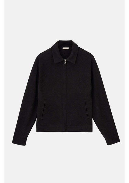 S Logo Full-Zip Ceket - Siyah