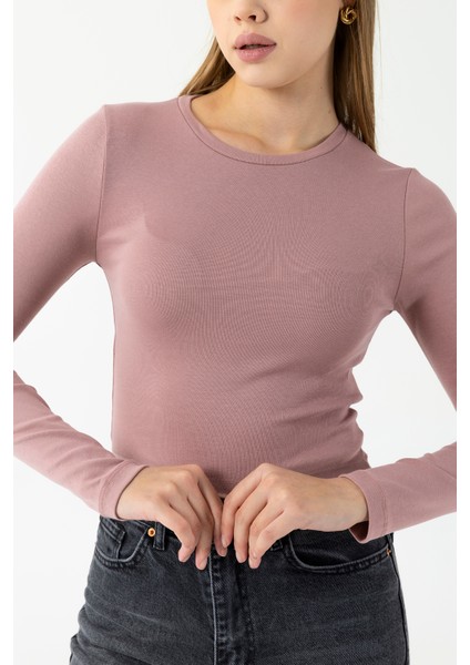Kadın Bisiklet Yaka Pamuklu Basic Body Pembe - MW0000832 fırsatları