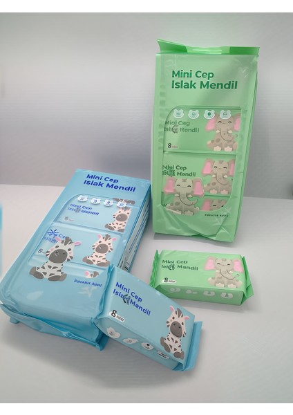Sevimli Zebra ve Fil Temalı Mini Cep Islak Mendili (2 Paket) fiyatları