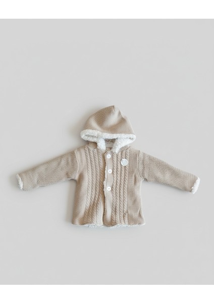 Içi Welsoft Kürklü, Kapüşonlu, Örgü Desenli Triko Bebek Hırkası fiyatları