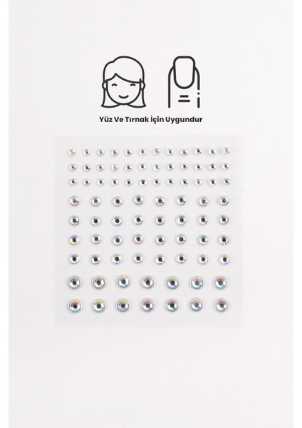 Gümüş Şeffaf Minik Taş Yüz ve Tırnak Sticker indirimleri