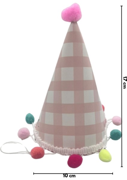 Pembe Ponpon Detaylı Karton Doğum Günü Huni Taç fırsatları