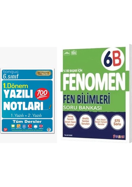 6. Sınıf Yazılı Notları 1. Dönem 1 ve 2. Yazılı ve Fenomen Okul Yayınları 6. Sınıf Fen Bilimleri Fenomen B Soru Bankası