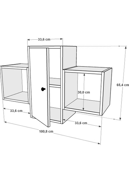 Kitaplikli Dolapli Ikili Duvar Rafi 100 cm Beyaz DVR-1034-Ç fırsatları