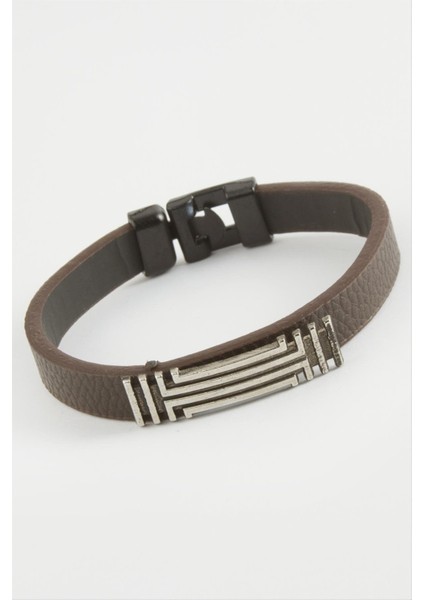 Msa-Shop Çizgili Kaliteli Suni Deri Bileklik-Kahverengi fiyatları