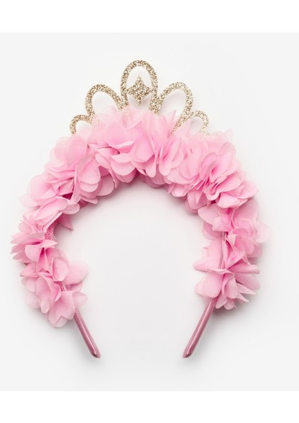 Pembe Prenses Figürlü Çiçekli Kız Çocuk Taç modelleri