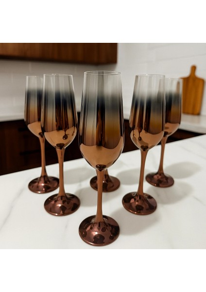 Gold Gümüş Eskitme 6 Lı Lüx Şampanya Kadehi 17X6