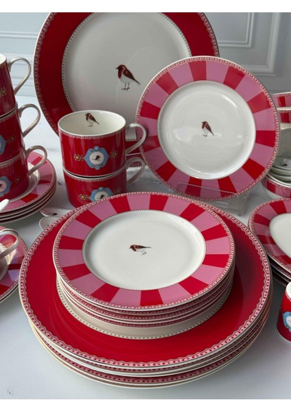 Kahvaltı Takımı Bird Red 48 Parça 6 Kişilik modelleri
