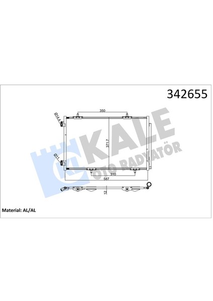 Klima Radyatörü Kondenseri P301-CITROEN C-Elysee 1.2 Vti-1.6 Vti-1.6 Hdi 11/12 > 587X367X16