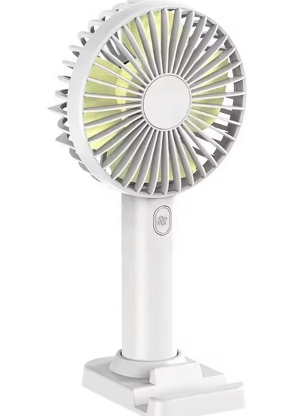 Taşınabilir Beyaz Mini Şarj Edilebilir El Fanı 4 Dişli Ayarlanabilir Masa Üstü Telefon Tutucu